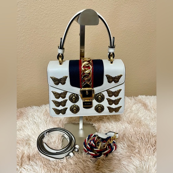 GUCCI Sylvie Top Handle Bag Embellished Leather Mini - Picture 3 of 13